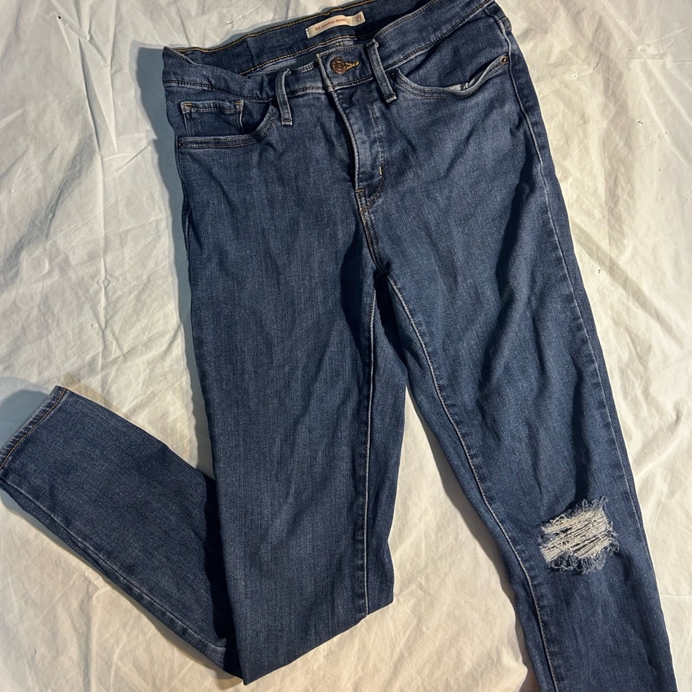 Classic Blue Distressed Women Jeans